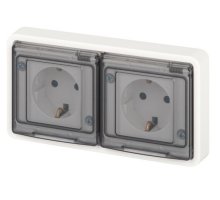 Розетка двойная СУ Эксперт 11-2523-01 16А IP55 250В 2х2P+E белый ЭРА (Б0063276)