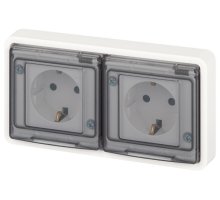 Розетка двойная СУ Эксперт 11-2524-01 16А IP55 250В 2х2P+E белый ЭРА (Б0063254)