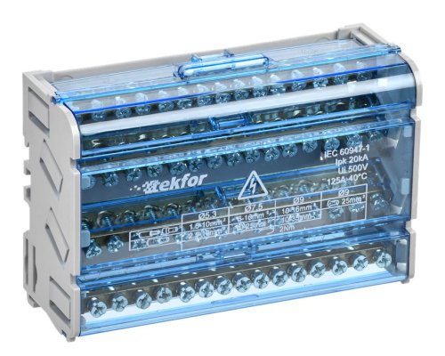 Шины на DIN-рейку (кросс-модуль) ШНК 4х15 3L+PEN TEKFOR (TF-DN10-4-15-125)