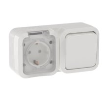 TORS Блок (розетка + выключатель) горизонтальный TS342 открытой установки IP55 белый (TS-G10-6-55-V-K01)