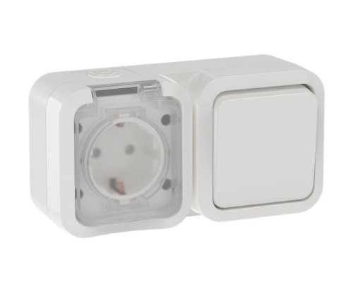 TORS Блок (розетка + выключатель) горизонтальный TS342 открытой установки IP55 белый (TS-G10-6-55-V-K01)
