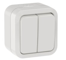 TORS Выключатель 2-клавишный TS305 открытой установки 10А IP55 белый (TS-V20-0-10-55-K01)