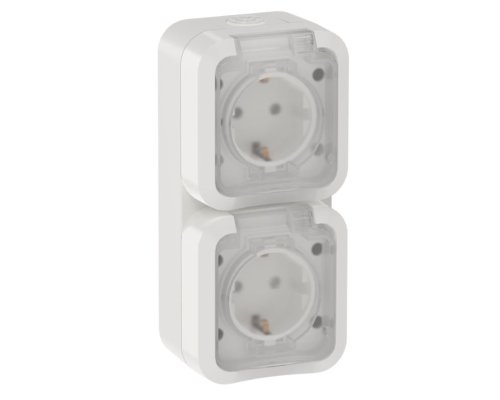 TORS Розетка 2-местная вертикальная TS332 открытой установки 16А IP55 белый (TS-R26-16-55-V-K01)