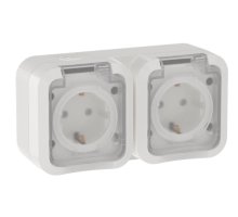 TORS Розетка 2-местная горизонтальная TS322 открытой установки 16А IP55 белый (TS-R26-16-55-G-K01)