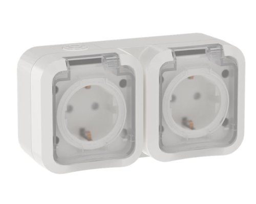 TORS Розетка 2-местная горизонтальная TS322 открытой установки 16А IP55 белый (TS-R26-16-55-G-K01)