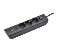 Удлинитель У03В 3 места с заземляющим контактом 2м 3х1мм2 USBх3 MODERN (WYP12-16-03-02-ZKU-K02)