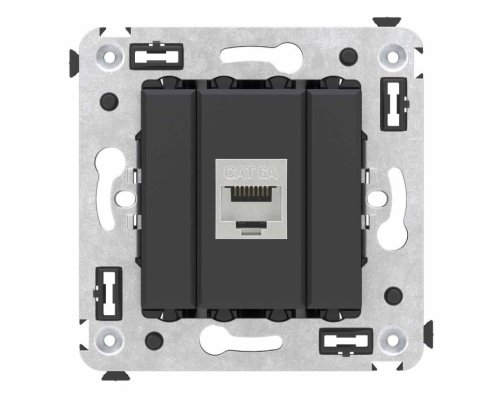 Розетка RJ-45 кат.6A одинарная экранированная Avanti черный матовый (4412773)