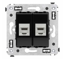 Розетка RJ-45 кат.6А двойная экранированная Avanti черный квадрат (4402774)
