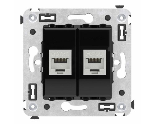 Розетка RJ-45 кат.6А двойная экранированная Avanti черный квадрат (4402774)