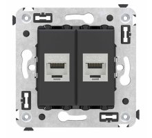 Розетка RJ-45 кат.6А двойная экранированная Avanti черный матовый (4412774)