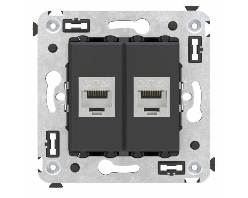 Розетка RJ-45 кат.6А двойная экранированная Avanti черный матовый (4412774)