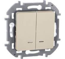 Inspiria выключатель 2-клавишный с подсветкой, скрытой установки, слоновая кость (673631)