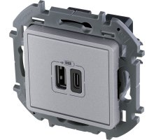 Inspiria зарядное устройство USB А+С 3000мА 5В, скрытой установки, алюминий (673762)