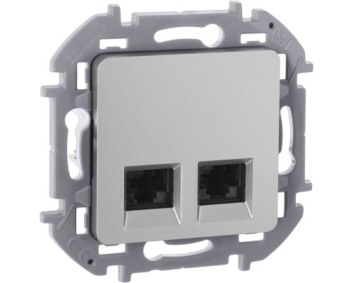 Inspiria розетка компьютерная двойная RJ45, 6 UTP, скрытой установки, алюминий (673842)