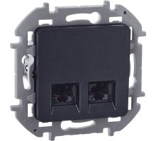 Inspiria розетка компьютерная двойная RJ45, 6 UTP, скрытой установки, антрацит (673843)