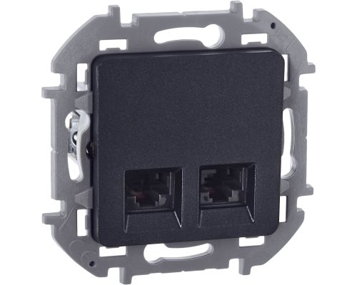 Inspiria розетка компьютерная двойная RJ45, 6 UTP, скрытой установки, антрацит (673843)