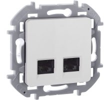 Inspiria розетка компьютерная двойная RJ45, 6 UTP, скрытой установки, белый (673840)