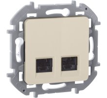 Inspiria розетка компьютерная двойная RJ45, 6 UTP, скрытой установки, слоновая кость (673841)