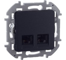 Inspiria розетка компьютерная двойная RJ45, 5e UTP, скрытой установки, антрацит (673838)