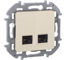 Inspiria розетка компьютерная двойная RJ45, 5e UTP, скрытой установки, слоновая кость (673836)