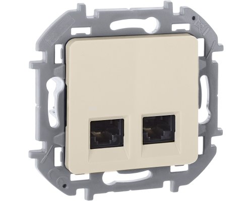 Inspiria розетка компьютерная двойная RJ45, 5e UTP, скрытой установки, слоновая кость (673836)