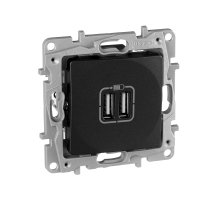 ETIKA розетка USB A+A 15Вт, скрытой установки, антрацит (672694)