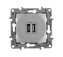 ETIKA розетка USB A+C 15Вт, скрытой установки, алюминий (672436)