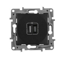 ETIKA розетка USB A+C 15Вт, скрытой установки, антрацит (672636)