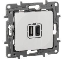 ETIKA розетка USB A+C 15Вт, скрытой установки, белый (672236)