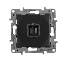 ETIKA розетка USB C+C 15Вт, скрытой установки, антрацит (672635)