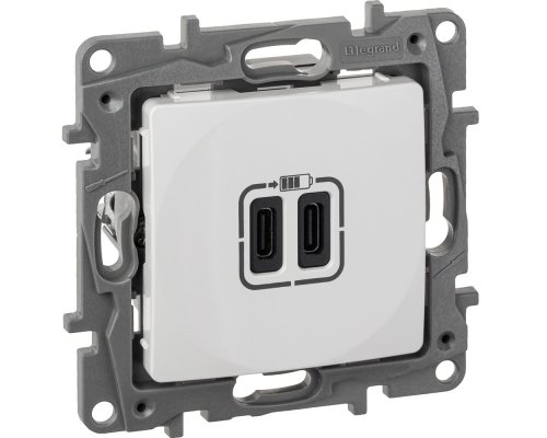 ETIKA розетка USB C+C 15Вт, скрытой установки, белый (672235)