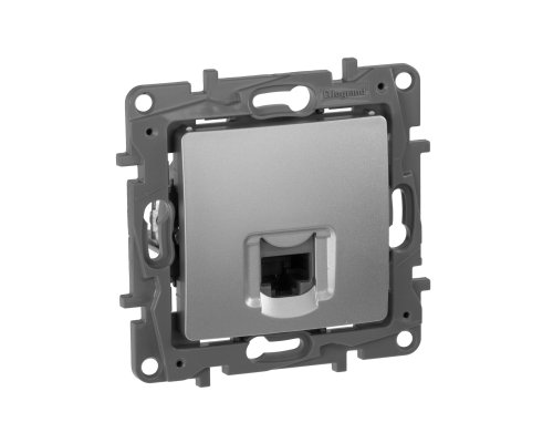 ETIKA розетка компьютерная RJ45, 5Е UTP, скрытой установки, алюминий (672441)