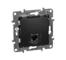 ETIKA розетка компьютерная RJ45, 5Е UTP, скрытой установки, антрацит (672641)