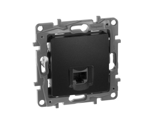 ETIKA розетка компьютерная RJ45, 5Е UTP, скрытой установки, антрацит (672641)