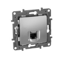 ETIKA розетка компьютерная RJ45, 6 UTP, скрытой установки, алюминий (672453)
