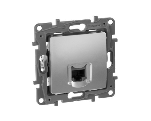 ETIKA розетка компьютерная RJ45, 6 UTP, скрытой установки, алюминий (672453)