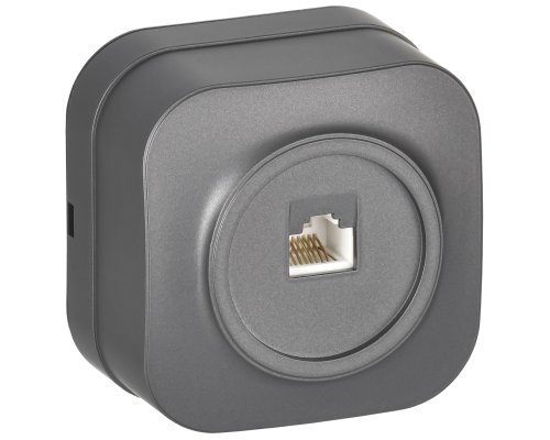 Розетка компьютерная 1-местная RJ45 кат.5E GLORY РК10-ХСм открытой установки сталь матовый (EKH10-K46M)
