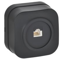 Розетка компьютерная 1-местная RJ45 кат.5E GLORY РК10-ХЧм открытой установки черный матовый (EKH10-K02M)
