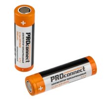 Аккумулятор Li-ion 18650, 3,7В, 2000мАч, без платы защиты, плоский контакт, PROconnect (30-2000)