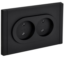 FORTE&PIANO Розетка 2-местная FP126M без заземления без защитных шторок безвинтовое крепление скрытой установки 10А металл черный (FP-R20-10-1-M-K02)