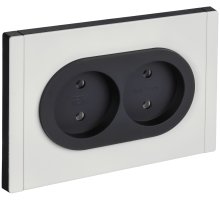 FORTE&PIANO Розетка 2-местная FP226M без заземления без защитных шторок безвинтовое крепление скрытой установки 10А металл белый (FP-R20-10-1-M-K01)