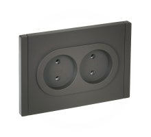 FORTE&PIANO Розетка 2-местная FP326 без заземления без защитных шторок безвинтовое крепление скрытой установки 10А серый (FP-R20-10-1-K03)