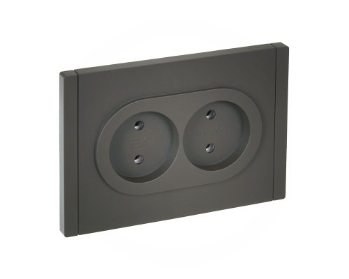FORTE&PIANO Розетка 2-местная FP326 без заземления без защитных шторок безвинтовое крепление скрытой установки 10А серый (FP-R20-10-1-K03)