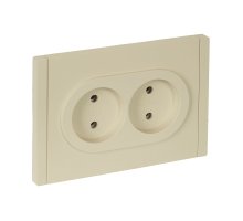 FORTE&PIANO Розетка 2-местная FP426 без заземления без защитных шторок безвинтовое крепление скрытой установки 10А ваниль (FP-R20-10-1-K10)