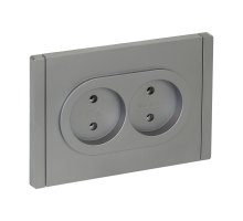 FORTE&PIANO Розетка 2-местная FP526 без заземления без защитных шторок безвинтовое крепление скрытой установки 10А сталь (FP-R20-10-1-K46)