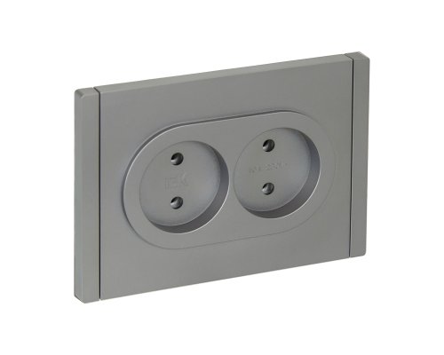 FORTE&PIANO Розетка 2-местная FP526 без заземления без защитных шторок безвинтовое крепление скрытой установки 10А сталь (FP-R20-10-1-K46)