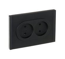 FORTE&PIANO Розетка 2-местная FP125 без заземления с защитными шторками безвинтовое крепление скрытой установки 10А черный (FP-R23-10-1-K02)