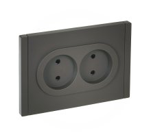 FORTE&PIANO Розетка 2-местная FP325 без заземления с защитными шторками безвинтовое крепление скрытой установки 10А серый (FP-R23-10-1-K03)