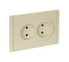 FORTE&PIANO Розетка 2-местная FP425 без заземления с защитными шторками безвинтовое крепление скрытой установки 10А ваниль (FP-R23-10-1-K10)