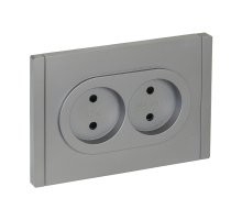 FORTE&PIANO Розетка 2-местная FP525 без заземления с защитными шторками безвинтовое крепление скрытой установки 10А сталь (FP-R23-10-1-K46)